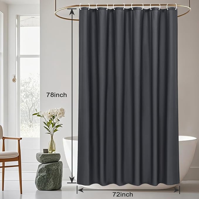 AooHome Fabric Shower Curtain Liner, Solid Hotel Shower Curtain, Water Repellent - Image 8