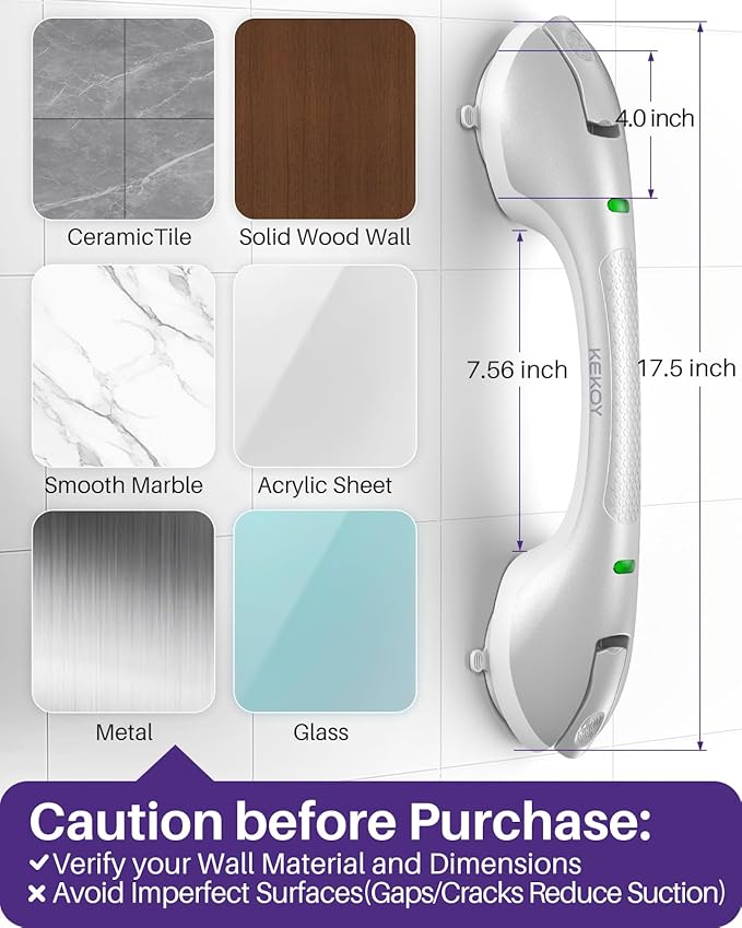 KEKOY 17.5 Inch Suction Grab Bars - Image 4