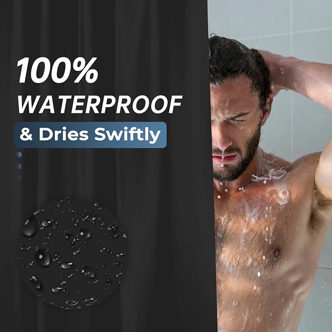 AmazerBath Plastic Shower Curtain Liner, 72 x Inches EVA 8G Heavy Duty Black - Image 5