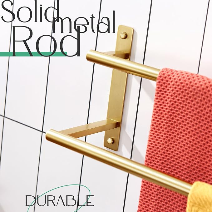 KOKOSIRI 16 Inch Bathroom Towel Racks Double Towel Bar Bath Towel Holder Towel - Image 7