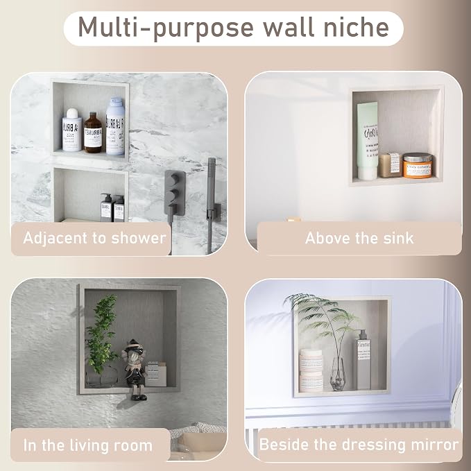 No Tile Needed Shower Niche for Bathroom Storage, Recessed Wall Niche, Shower - Image 6