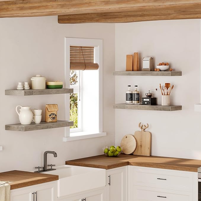 Floating Shelves for Wall, 1.5" Thick Wall Shelf Set of 4 - Image 5