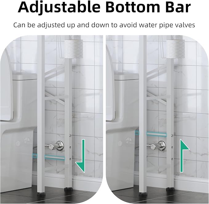 Over The Toilet Storage with X Shape Side Guardrail, 3-Tier Over Toilet Storage - Image 7