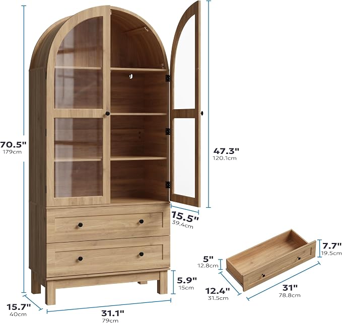 71" Tall Arched Kitchen Pantry, Kitchens Pantry Storage Cabinet - Image 2