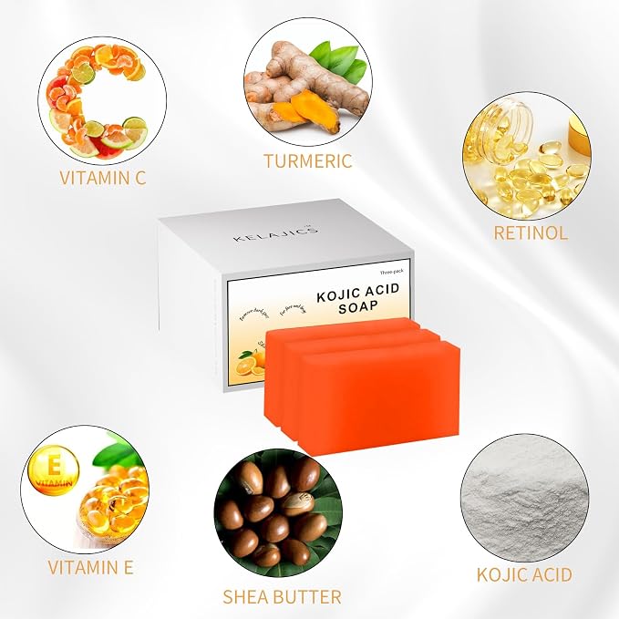 Kojic Acid Soap Bars with Retinol, Vitamin C, Fresh Orange Scent - Image 5