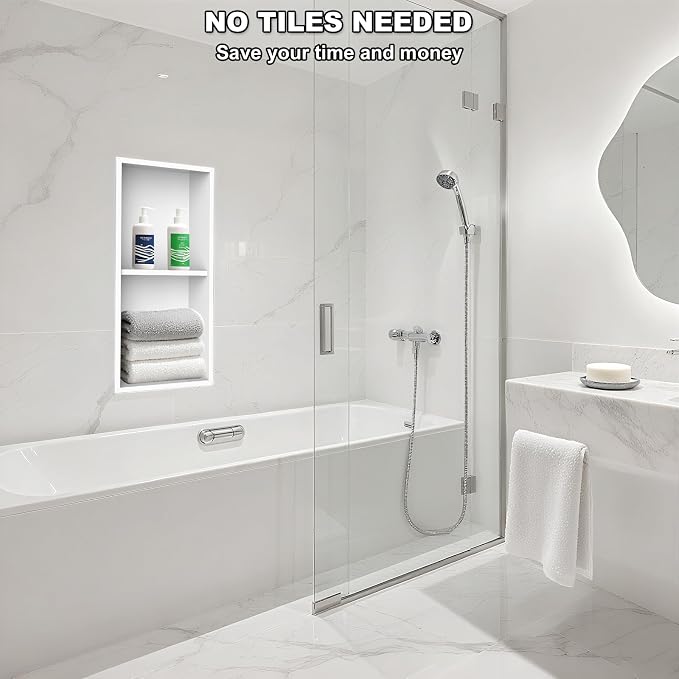 Real 304 Stainless Steel Shower Niche 12x24in-92° Quick Drain-No Tile Needed-2 - Image 7