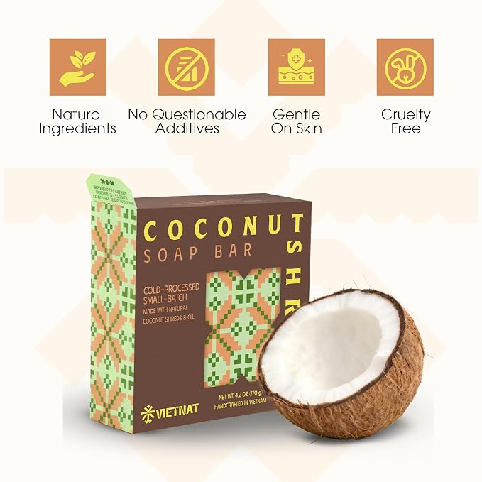 Coconut Shreds Soap Bar – 2-in-1 Cleansing & Exfoliating, Cold Process Handmade - Image 3
