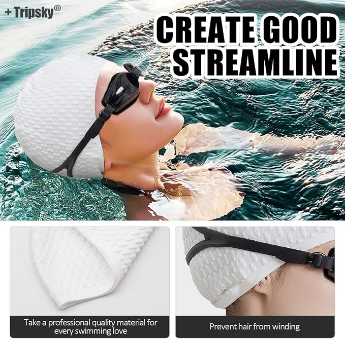 Tripsky Silicone Swim Cap, Comfortable Bathing Cap Ideal - Image 2