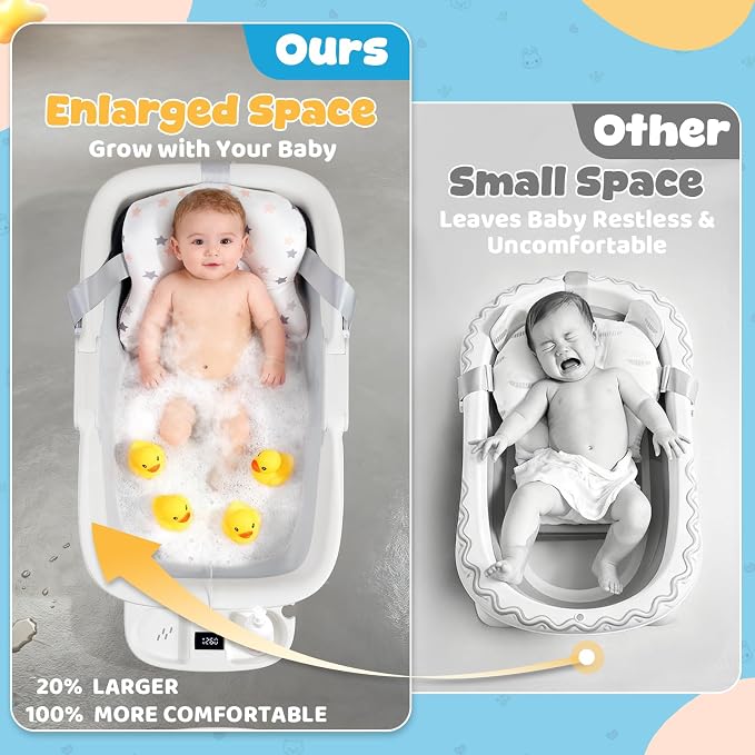Orzbow Collapsible Baby Bathtub, Large Baby Bath Tub - Image 2