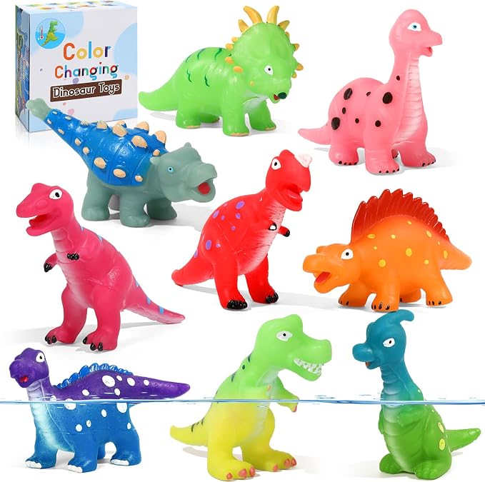 Color Changing Dinosaur Bath Toys: Mold Free No Hole Bathtub Toys by Lemofix