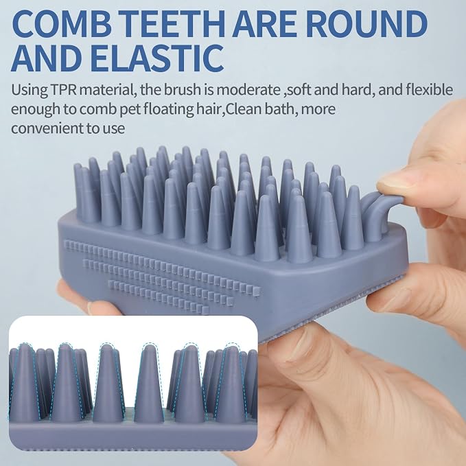Dog Grooming Brush Pet Shampoo Bath Rubber Bristles Soothing Massage Curry Comb - Image 5