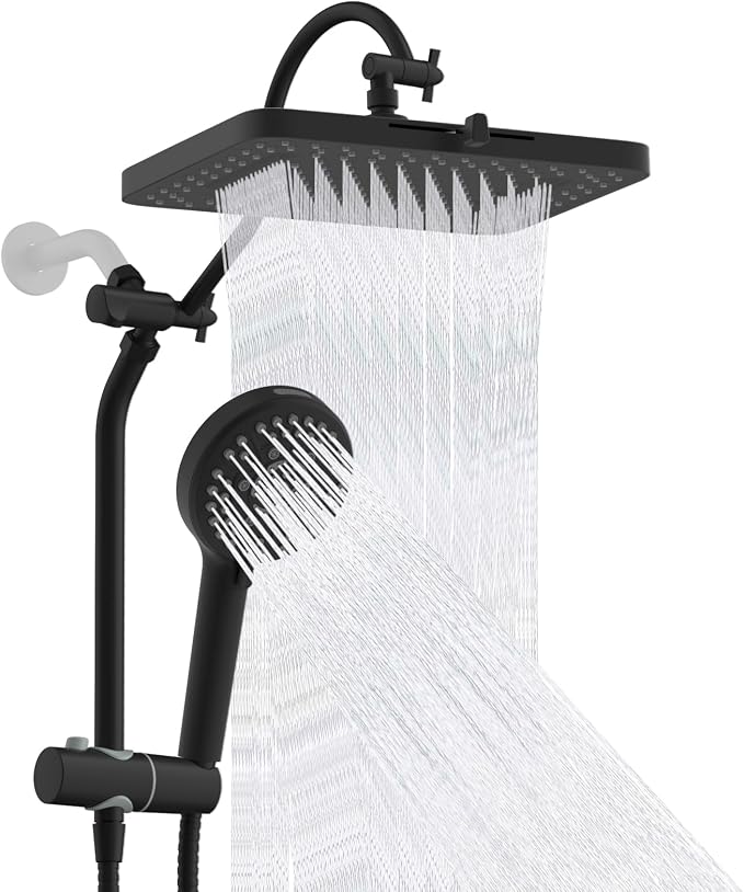 Hibbent Upgraded cUPC Certified 13'' Shower Head Combo, High Pressure 5 Spray by Hibbent