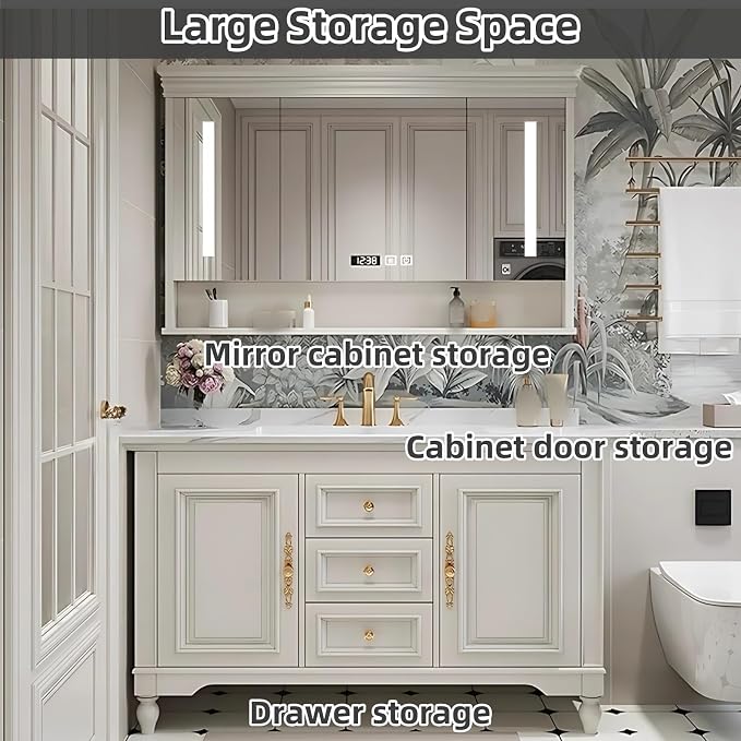 44IN Cream White Bathroom Vanity - Image 3