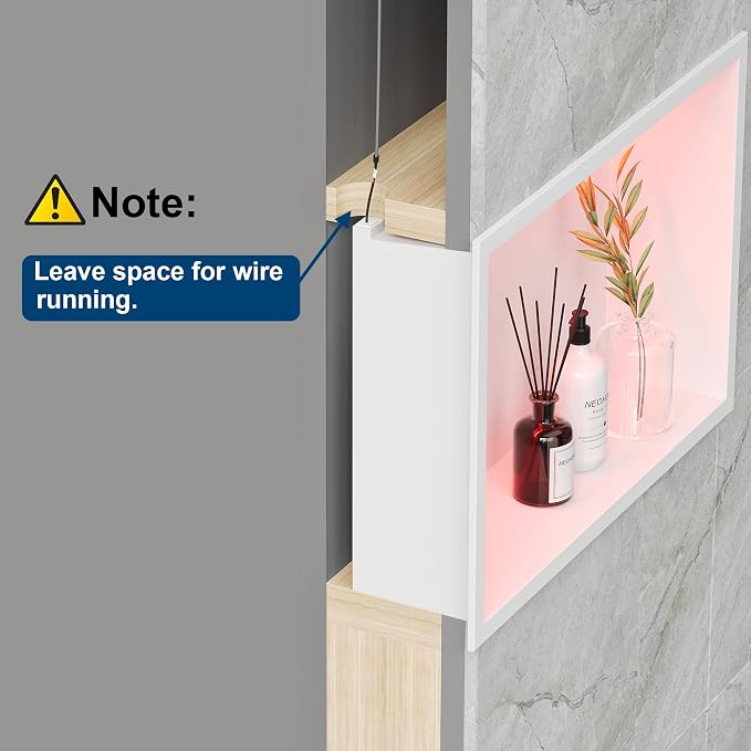 White Stainless Steel Shower Niche 18x12Inch, Dimmable RGB Led Light Wall Niche - Image 7