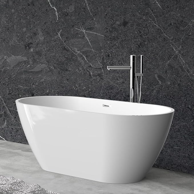 59 Inch Acrylic Freestanding Bathtub, Acrylic Soaking Bathtub - Image 3