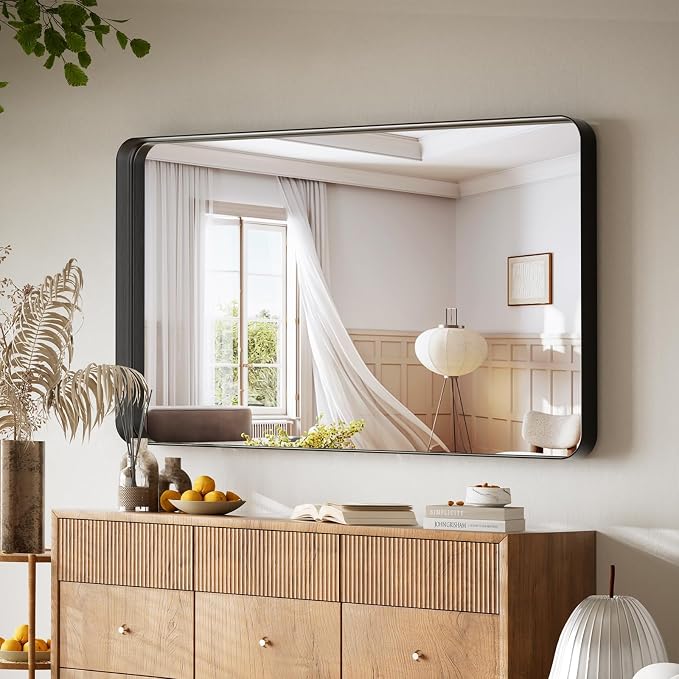 VooBang Bathroom Mirror 30x48 inch, Modern Round Corner Bathroom Vanity Mirror - Image 5