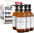 4 Pack Amber Glass Soap Dispenser 16 OZ by SunrisePremium