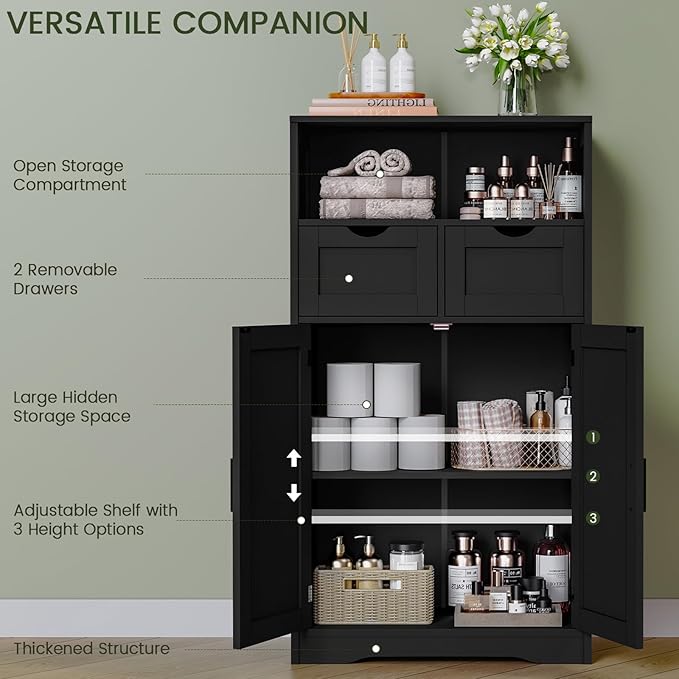 Iwell Storage Cabinet with Doors & Shelves, Kitchen Pantry Cabinet, Bathroom - Image 5