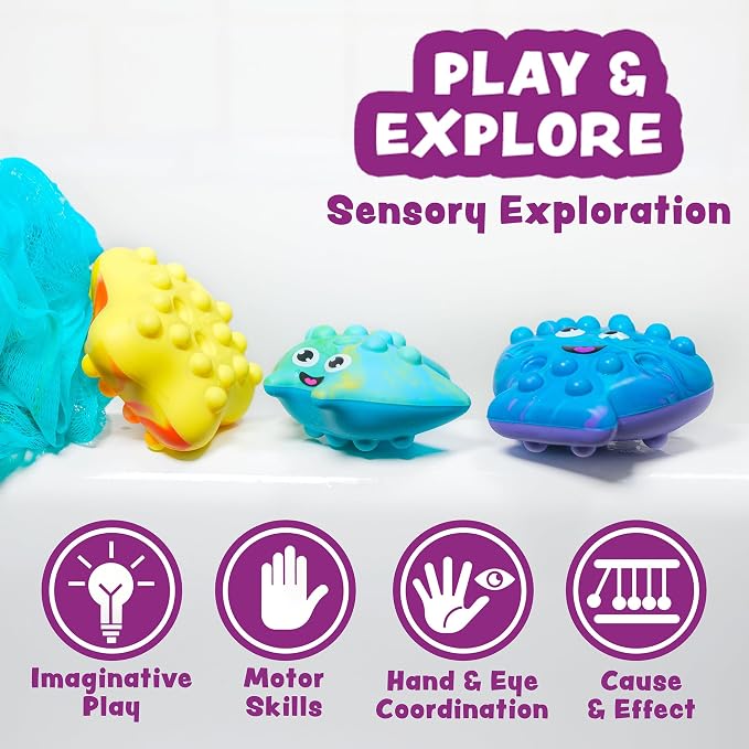 Tub Works® Tub Poppers™ Popping Kids & Toddler Bath Toys, 3 Pack | Push - Image 8