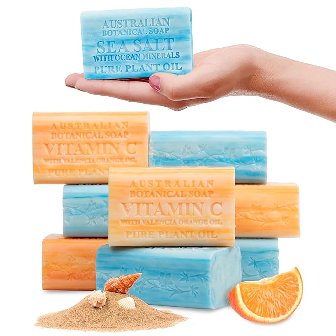 Australian Botanical Soap Variety Pack Includes 4 Valencia Orange and 4 Sea by AustralianBotanicalSoap