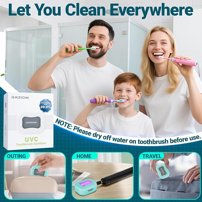 Toothbrush Sanitizer Case, RRZIOM Portable Toothbrush Covers Rechargeable - Image 6