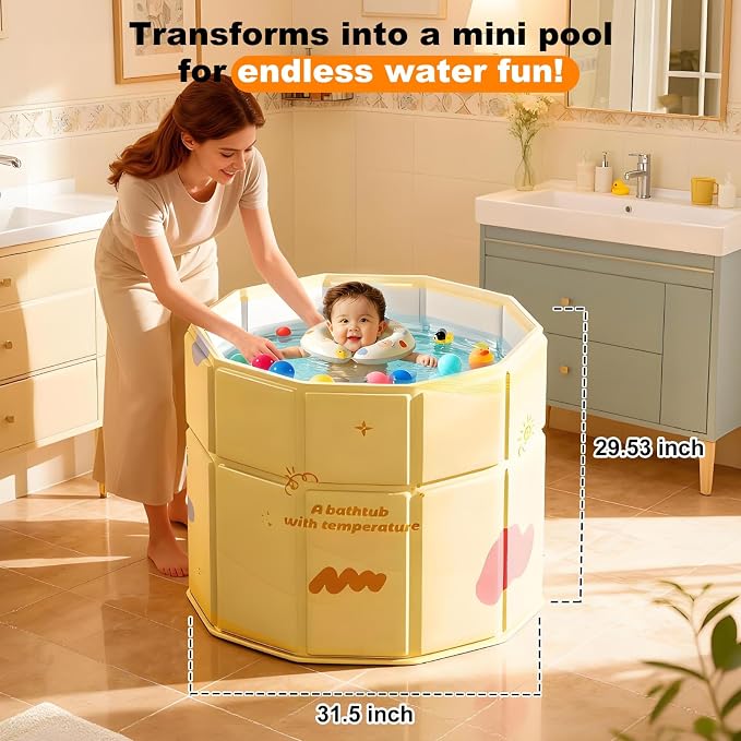 Portable Bathtub for Kids 27.5"x31.5" Collapsible Cold Plunge Bathtub Foldable - Image 3