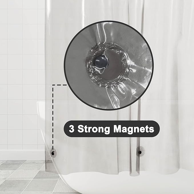 Barossa Design Clear Black Long Shower Curtain Liner 78" Height - Image 3