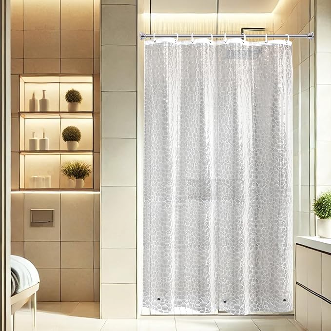 AooHome 48x72 Inch Stall Shower Curtain Liner, EVA 3D Water Cube Narrow Shower by AooHome
