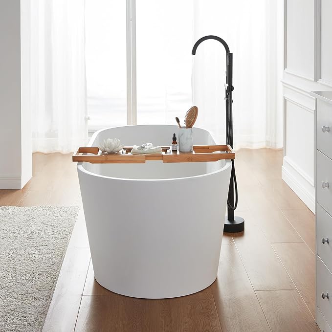 Cpingao 71" Stone Resin Freestanding Bathtub, Contemporary Oval Solid Surface - Image 3