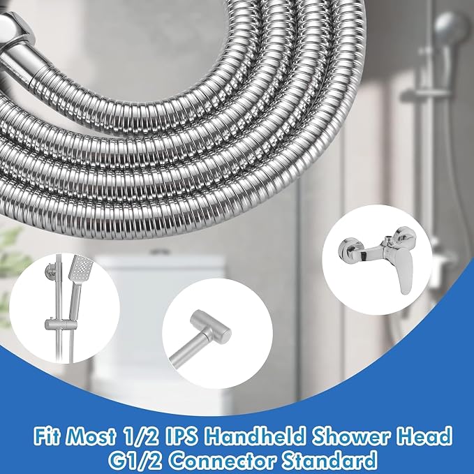 RUMOSE 118 inches Shower Hose Extra Long Stainless Steel Shower Tube Attachment - Image 9