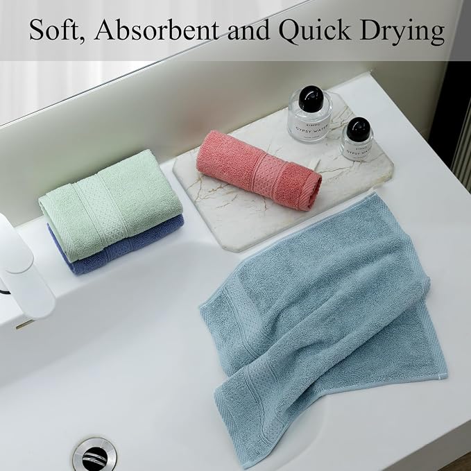 6 Pack 100% Cotton Washcloths Set, Highly Absorbent and Soft Feel Fingertip - Image 4
