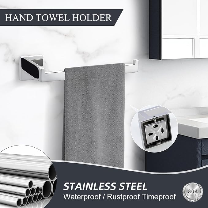 TURS Bathroom Accessories 4-Pieces Bathroom Hardware Set Polished Chrome Towel - Image 5