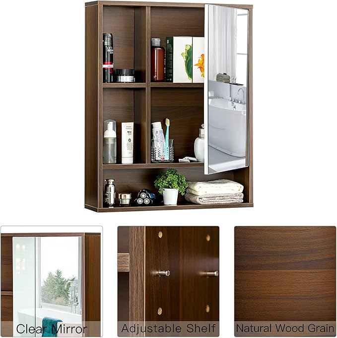 ChooChoo Bathroom Wall Mirror Cabinet, Medicine Cabinet - Image 6