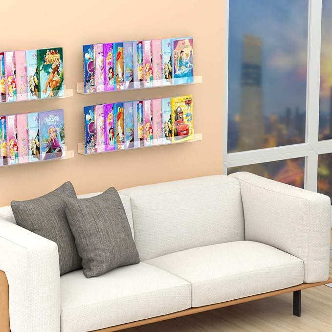 NIUBEE 36" Premium Acrylic Floating Nursery Kids Bookshelf Wall Ledge Shelf - Image 6