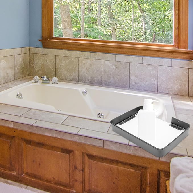 Bathroom Glass Shelf Floating Wall Rack Black Corner Organizer - Image 2