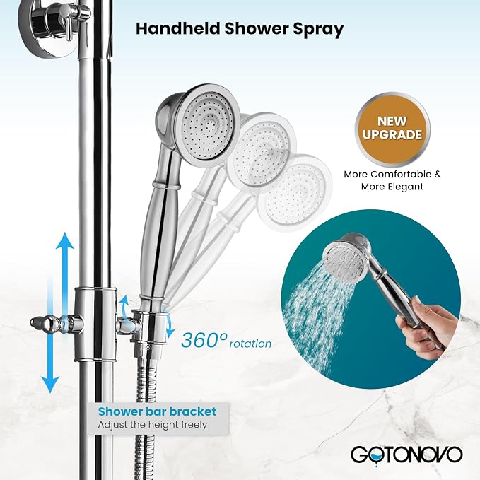 gotonovo Bathroom Classic Exposed Shower Faucet Wall Mount Shower System 8 Inch - Image 7