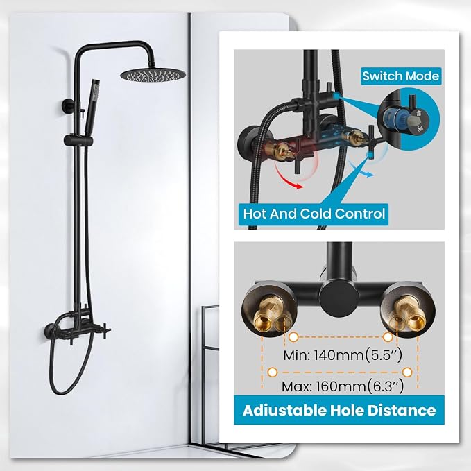gotonovo Outdoor Shower Fixtures SUS304 Stainless Steel Rain Shower Kit Faucet - Image 4