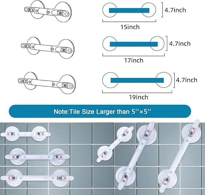 17inch Suction Shower Grab Bar, Portable Shower Handle Bar Suction Grip Bar - Image 3