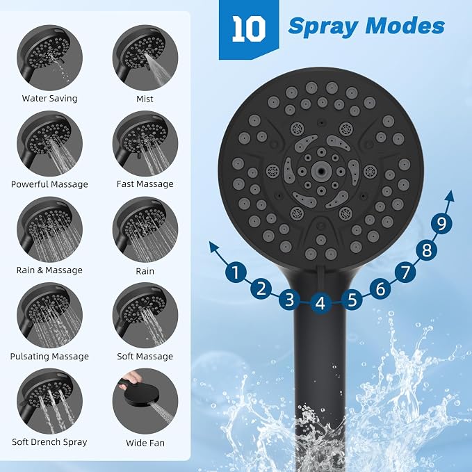 Hibbent Dual Filter All Metal 12" Rainfall Showerhead Combo, High Pressure - Image 2