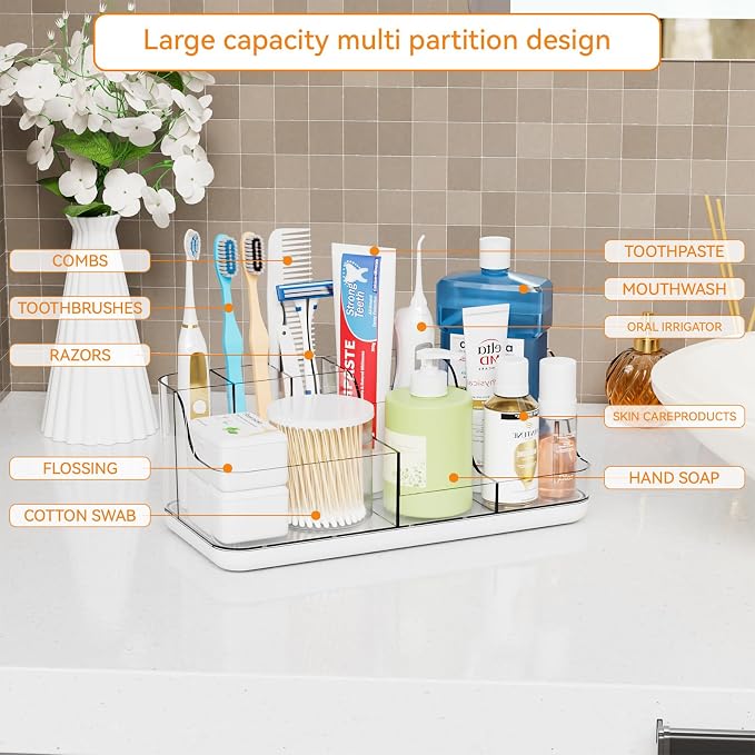 Yieach Mens Bathroom Organizer Countertop, Bathroom Sink Caddy Countertop - Image 4