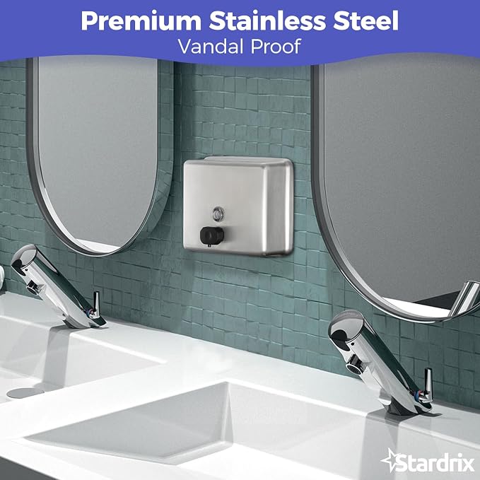 Stainless Steel Extra Large 1400ml/47oz Capacity Industrial Grade Soap Dispenser - Image 5