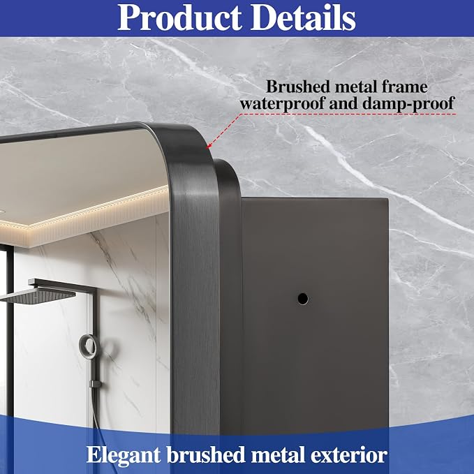 Bathroom Medicine Cabinet with 20"x26" Stainless Steel Framed Mirror, Recessed - Image 4