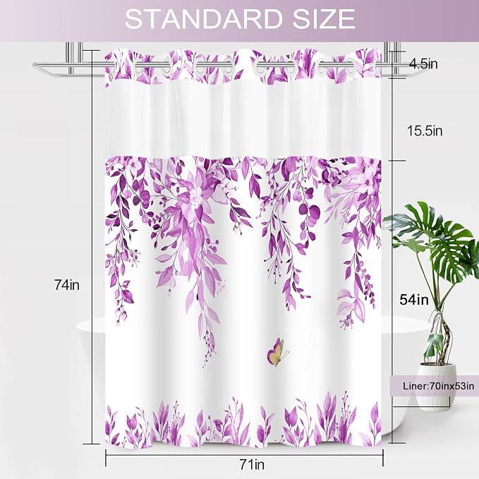 No Hook Shower Curtain and Liner Set, Bath Curtain Sets - Image 6