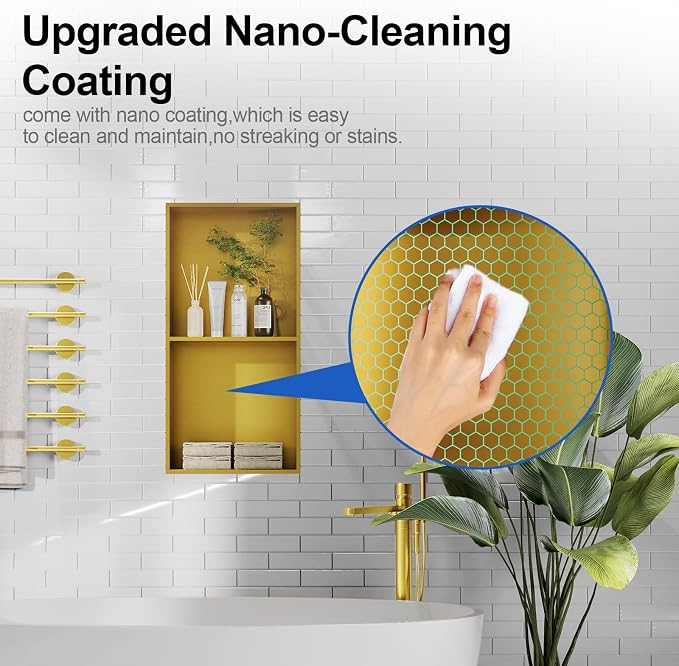 Bathbliss Shower Niche, No‑Tile Recessed Wall Niche, 11.18"x22.3" SUS304 - Image 6
