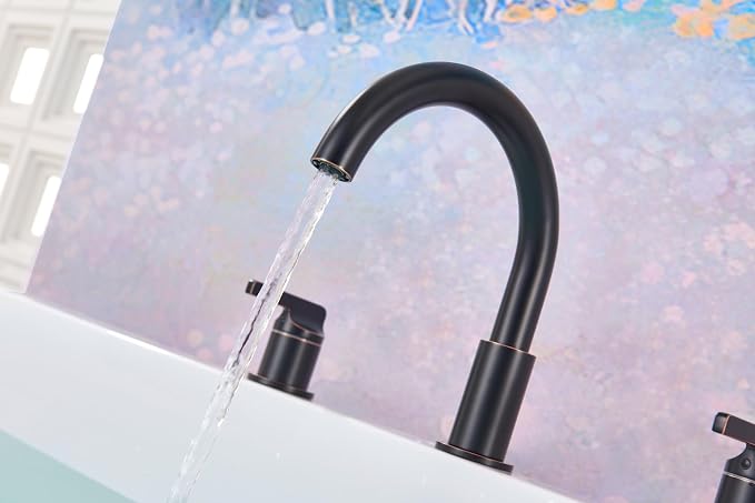 SITGES Oil Rubbed Bronze High-Arc Bathtub Faucet, Solid Brass, 2-Handle Deck - Image 3