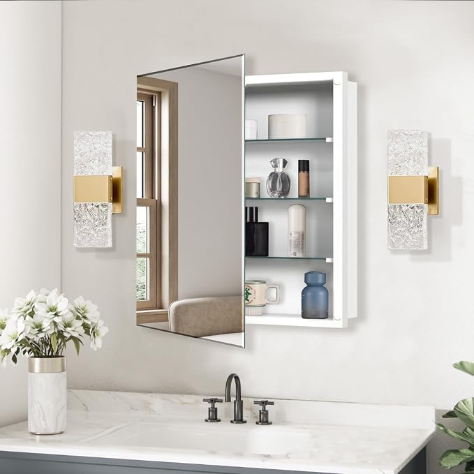 Medicine Cabinet, Rectangular Beveled Frameless Mirror Cabinet, Wall Mounted by HOME