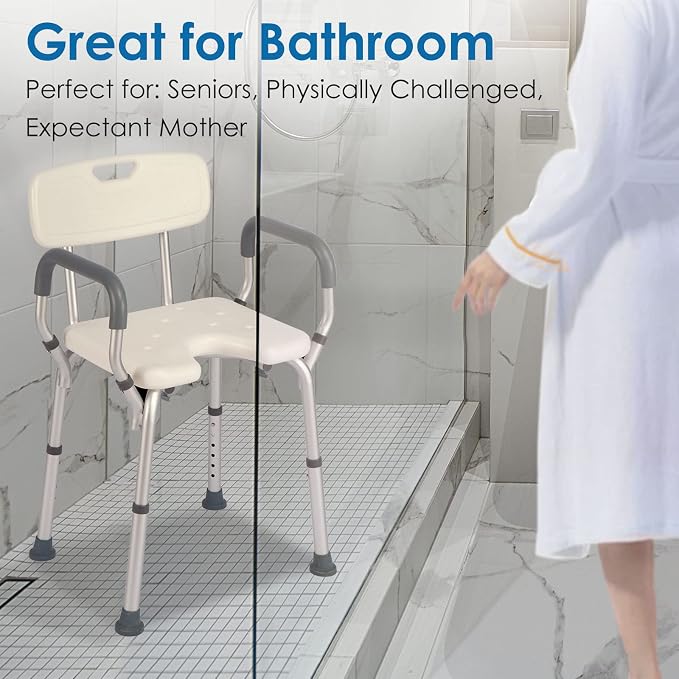 Shower Chair with Arms and Back Heavy Duty 330lbs, Shower Chair - Image 7