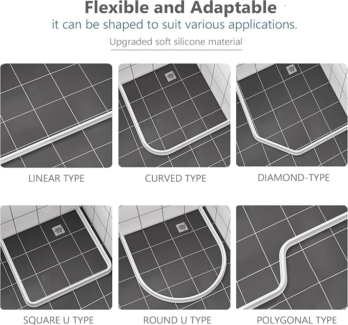 98Inch Shower Threshold Water Dam, Self-Adhesive Silicone Shower Barrier Water - Image 7