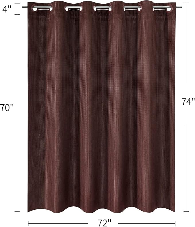 MitoVilla No Hooks Need Brown Waffle Shower Curtain Liner Set, Modern Waffle - Image 7