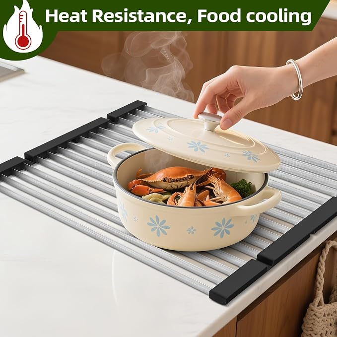 GAViA Roll Up Dish Drying Rack Over The Sink Drying Rack Stainless Steel Sink - Image 6